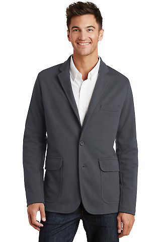 Port Authority M2000 Mens Knit Blazer in Battleship gry front view