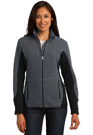 Port Authority L227 Ladies R-Tek Pro Fleece F in Char hthr/blk front view