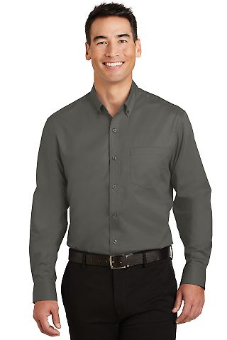 Port Authority S663 SuperPro Twill Shirt in Sterling grey front view