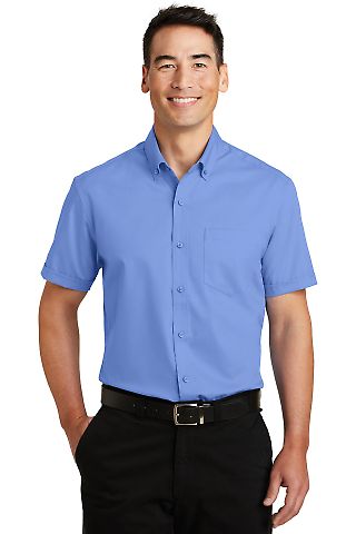 Port Authority S664 Short Sleeve SuperPro Twi in Ultramarine bl front view
