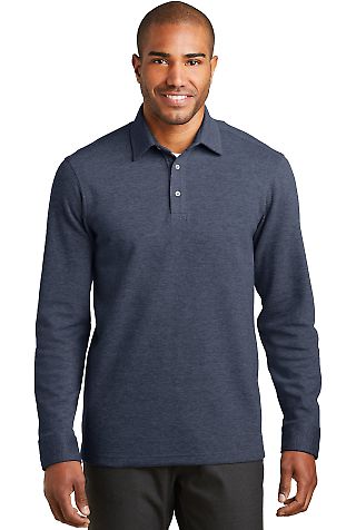 Port Authority K808 Interlock Polo Cover-Up in Est bl he/char front view