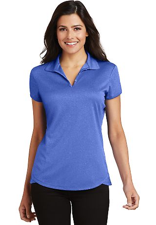 Port Authority L576 Ladies Trace Heather Polo in True royal hth front view