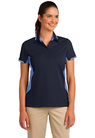 Port Authority L524 Ladies Dry Zone Colorbloc in Navy/blue lake front view