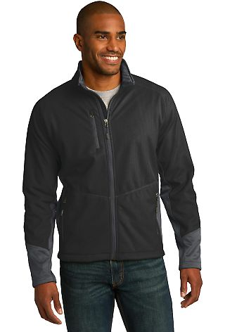 Port Authority J319    Vertical Soft Shell Jacket in Black/mag grey front view