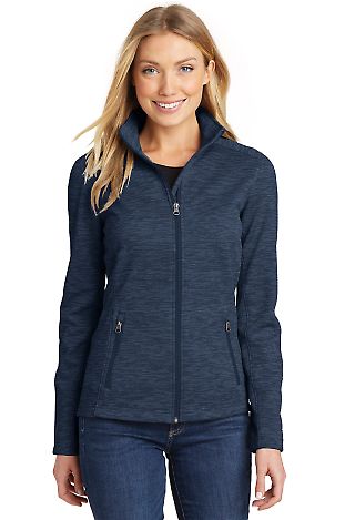 Port Authority L231 Ladies Digi Stripe Fleece J in Navy front view