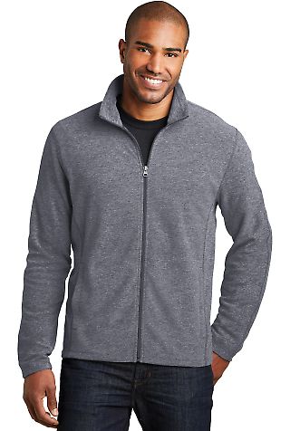Port Authority F235 Heather Microfleece Full-Zi in True navy hthr front view
