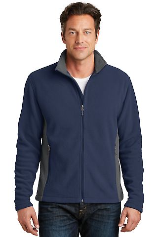 Port Authority F216 Colorblock Value Fleece Jac in True nvy/batgy front view