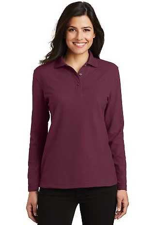 Port Authority L500LS Ladies Long Sleeve Silk T in Burgundy front view