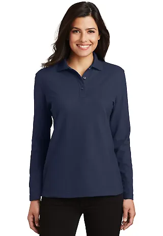 Port Authority L500LS    Ladies Long Sleeve Silk T Navy front view