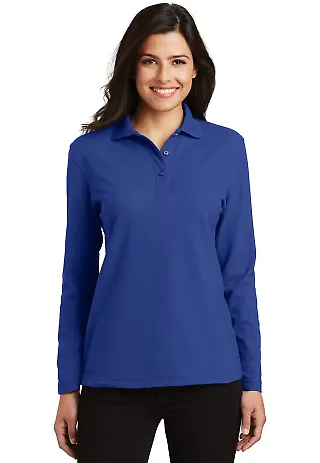 Port Authority L500LS    Ladies Long Sleeve Silk T Royal front view