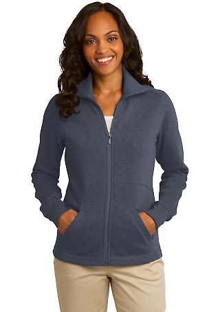 Port Authority L293 Ladies Slub Fleece Full-Zip in Slate grey front view