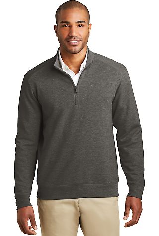 Port Authority K807 Interlock 1/4-Zip in Char he/mh gry front view