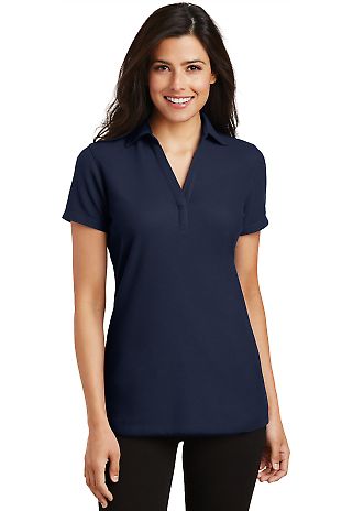 Port Authority L5001    Ladies Silk Touch   Y-Neck in Navy front view