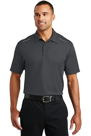 Port Authority K580 Pinpoint Mesh Polo in Battleship gry front view