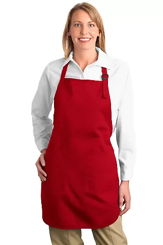 Port Authority A500    Full-Length Apron with Pock Red front view
