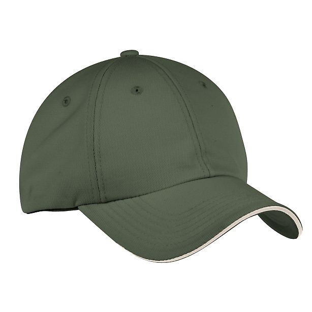 Port Authority C838 Dry Zone Cap in Olive/stone front view