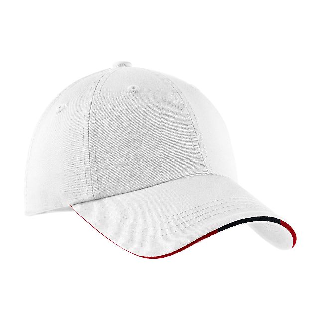 Port Authority C830A    Sandwich Bill Cap with Str in White/cl ny/rd front view