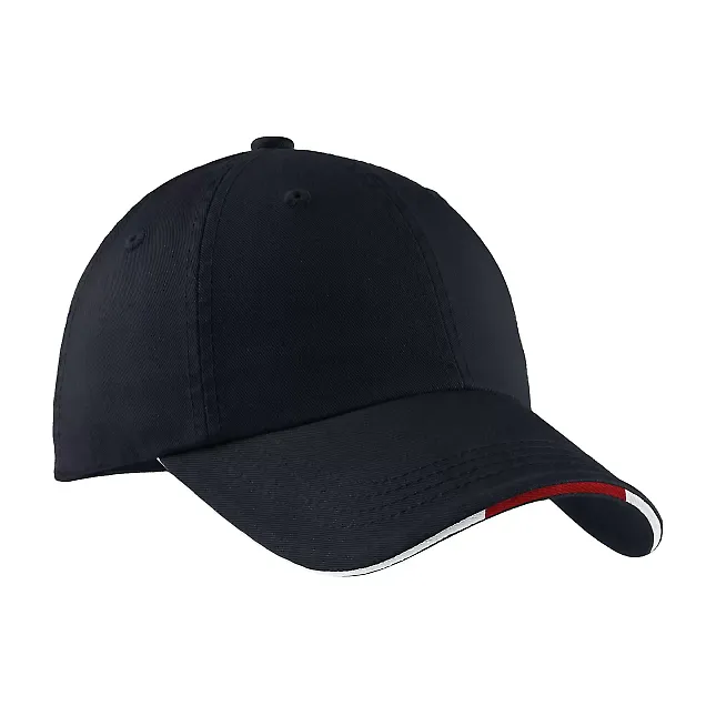 Port Authority C830A    Sandwich Bill Cap with Str in Clsc ny/red/wh front view