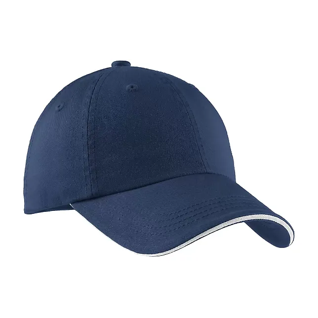 Port Authority C830A    Sandwich Bill Cap with Str in Ensignblue/wht front view