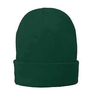 Port & Company CP90L Fleece-Lined Knit Cap in Athl green front view