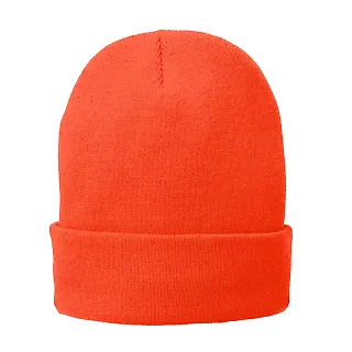 Port & Company CP90L Fleece-Lined Knit Cap in Athl orange front view