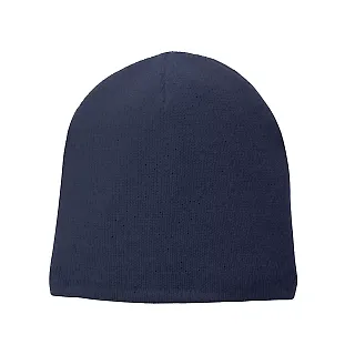 Port & Company CP91L Fleece-Lined Beanie Cap Navy front view