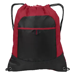 Port Authority BG611    Pocket Cinch Pack Tr Red/Black front view