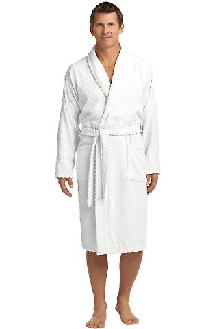 Port Authority R103 Checkered Terry Shawl Colla in White front view