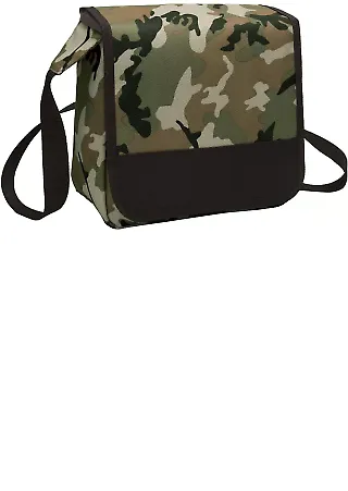 Port Authority BG753    Lunch Cooler Messenger Miltry Camo/Bk front view