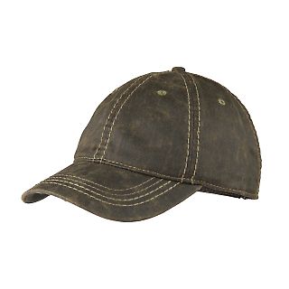 Port Authority C924    Pigment Print Distressed Ca in Brown front view