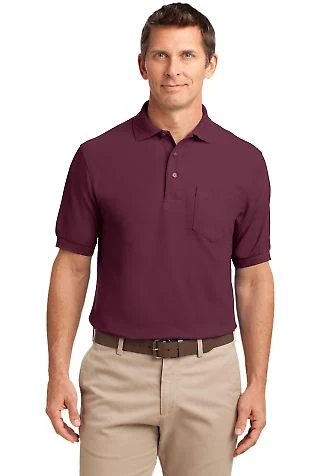 Port Authority TLK500P    Tall Silk Touch Polo wit in Burgundy front view