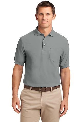 Port Authority TLK500P    Tall Silk Touch Polo wit in Cool grey front view