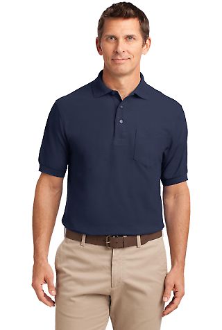 Port Authority TLK500P Tall Silk Touch Polo wit in Navy front view