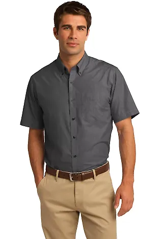 Port Authority S656    Short Sleeve Crosshatch Eas Soft Black front view