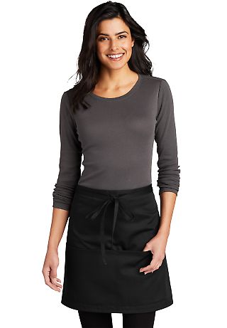 Port Authority A706    Easy Care Half Bistro Apron in Black front view