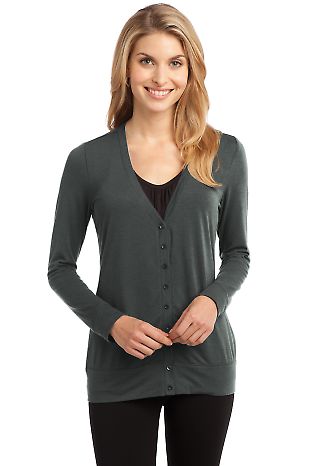 Port Authority L545    Ladies Concept Cardigan in Grey smoke front view