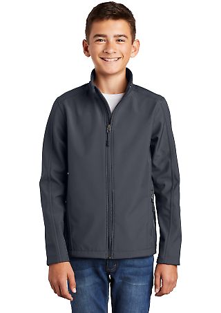Port Authority Y317 Youth Core Soft Shell Jacke in Battleship gry front view