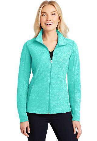 Port Authority L235 Ladies Heather Microfleece in Aqua green hea front view