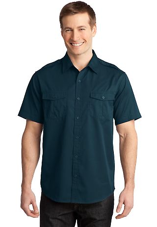 Port Authority S648 Stain-Release Short Sleeve in Ultra blue front view