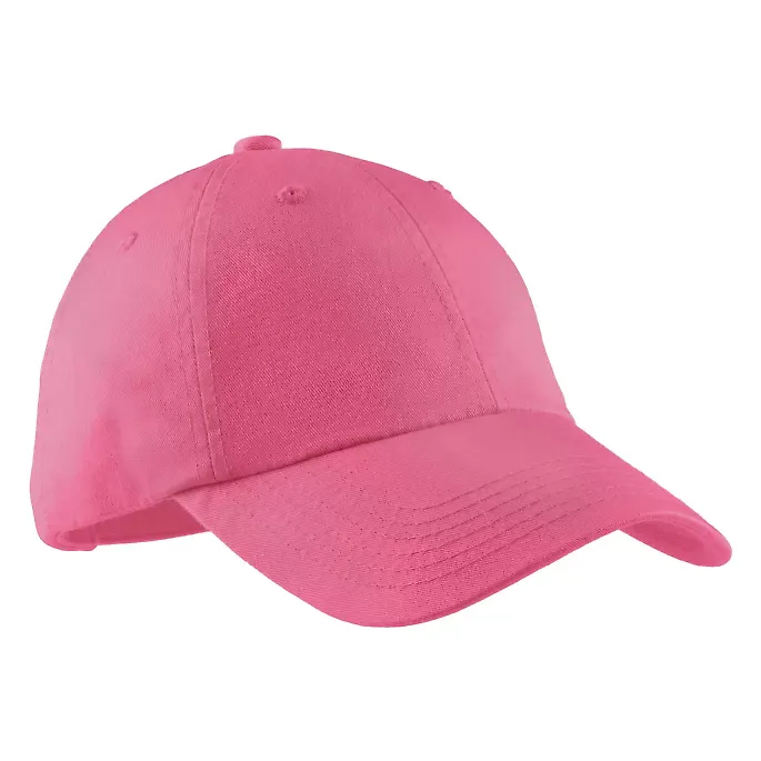 Port Authority LPWU    Ladies Garment Washed Cap Bright Pink front view