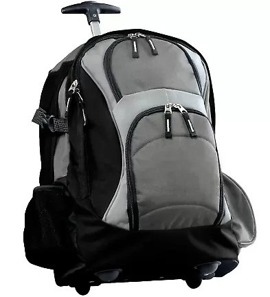 Port Authority BG76S    Wheeled Backpack Drk Grey/Black front view