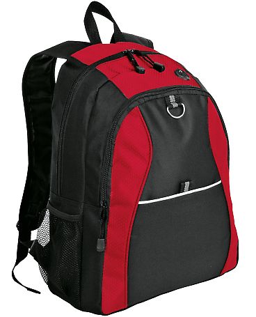 Port Authority BG1020 Contrast Honeycomb Backpa in Red/black front view