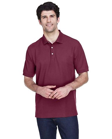 D100 Devon & Jones Men's Pima Pique Short-Sleeve P in Burgundy front view