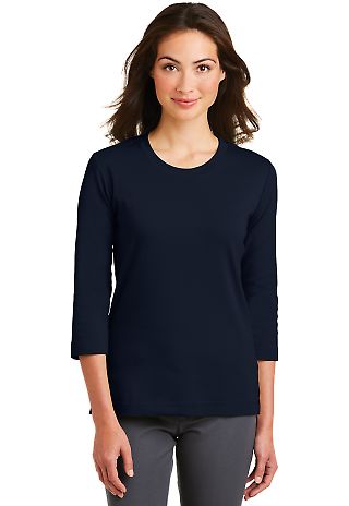 Port Authority L517 Ladies Modern Stretch Cotto in True navy front view