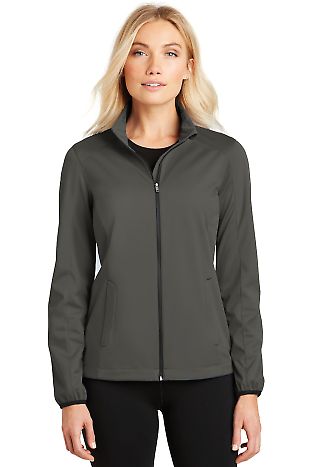 Port Authority L717 Ladies Active Soft Shell Ja in Grey steel front view