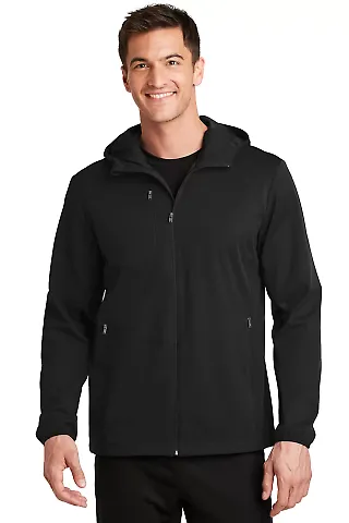Port Authority J719    Active Hooded Soft Shell Ja Deep Black front view