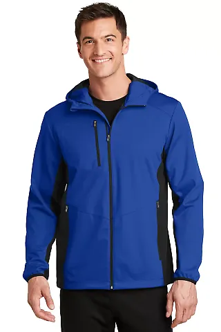Port Authority J719    Active Hooded Soft Shell Ja True Roy/Dp Bk front view