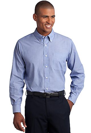 Port Authority TLS640 Tall Crosshatch Easy Care in Chambray blue front view