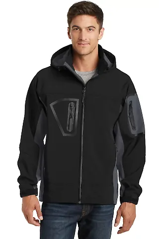 Port Authority TLJ798    Tall Waterproof Soft Shel Black/Graphite front view
