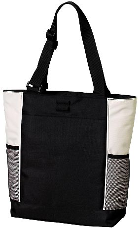 Port Authority B5160 Panel Tote in Black/stone front view